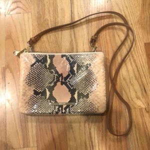 Brahmin Perri Crossbody in Rose Pink Solstice in faux snakeskin!